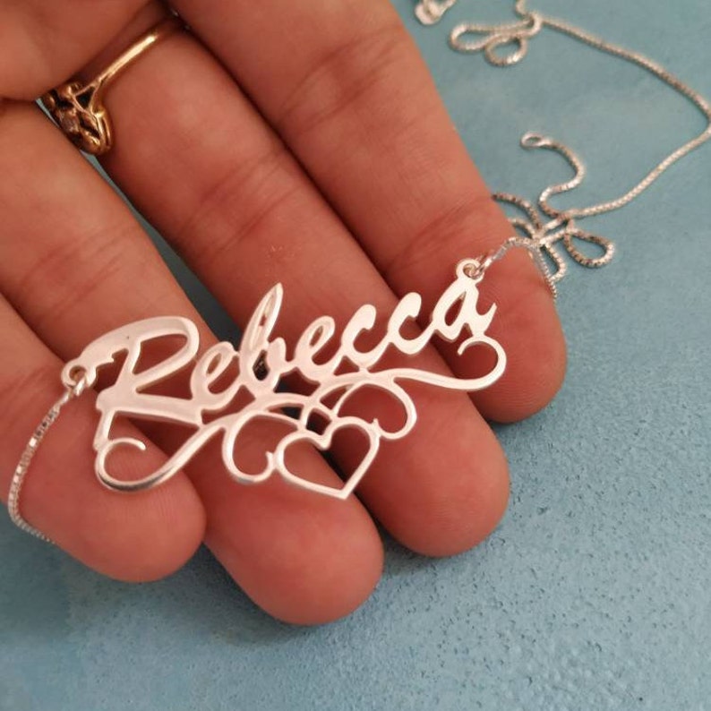 Big Name With Heart Necklace Rebecca ElianaBridal&Jewelry