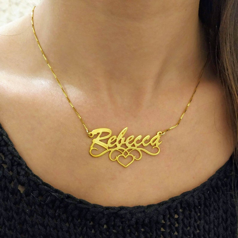Big Name With Heart Necklace Rebecca ElianaBridal&Jewelry