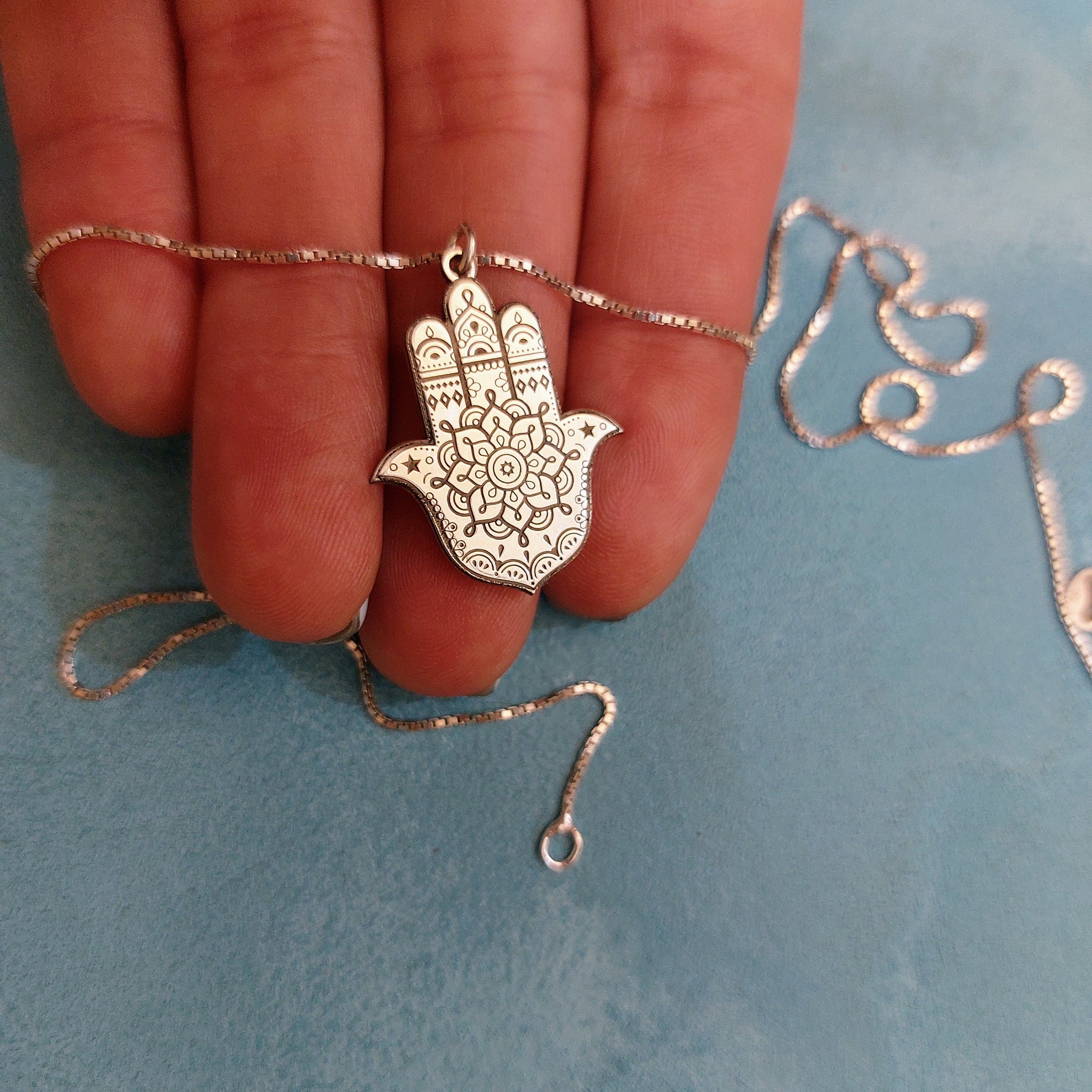 Flower Hamsa Hand Necklace ElianaBridal&Jewelry