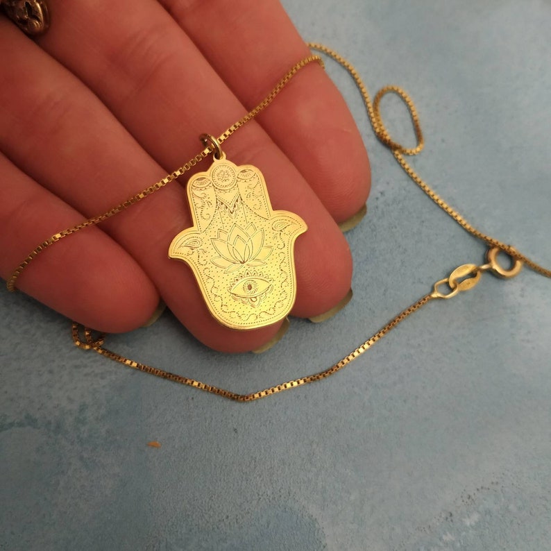 Lotus Hamsa Hand Necklace ElianaBridal&Jewelry