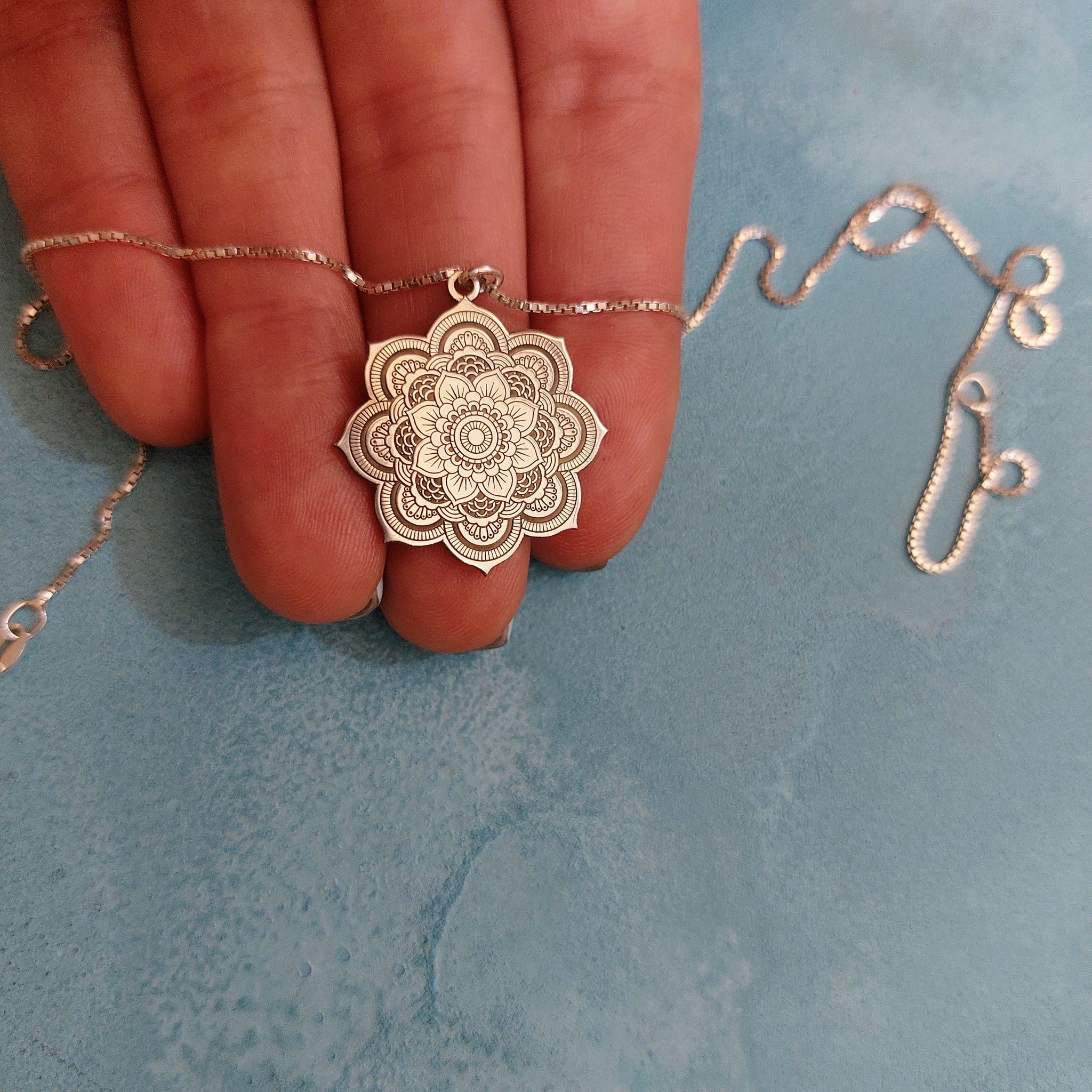 Mandala Flower Charm Necklace ElianaBridal&Jewelry