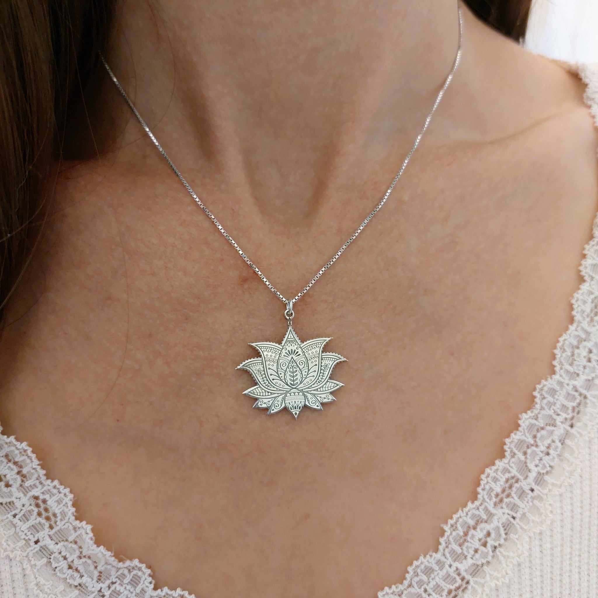 Yoga Lotus Charm Necklace ElianaBridal&Jewelry